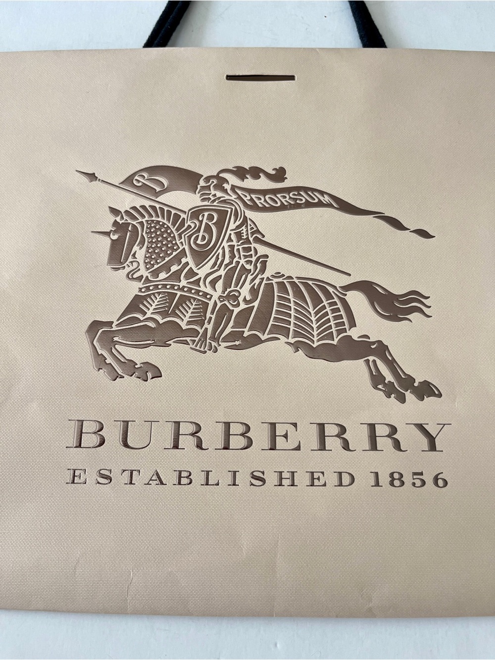 Nice large Burberry shopping bag - Beige Tote black rope handles 16.6”x12”!!!